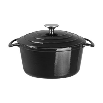Picture of Vogue Black Round Casserole Dish 3.2Ltr