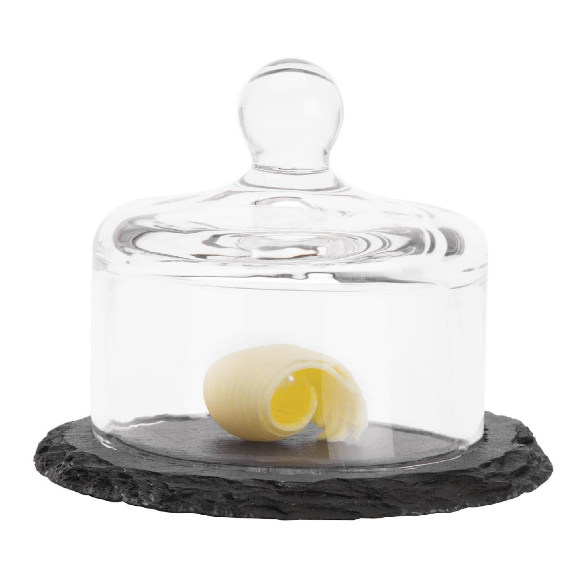 Picture of APS Slate Butter Dish Glass Cloche