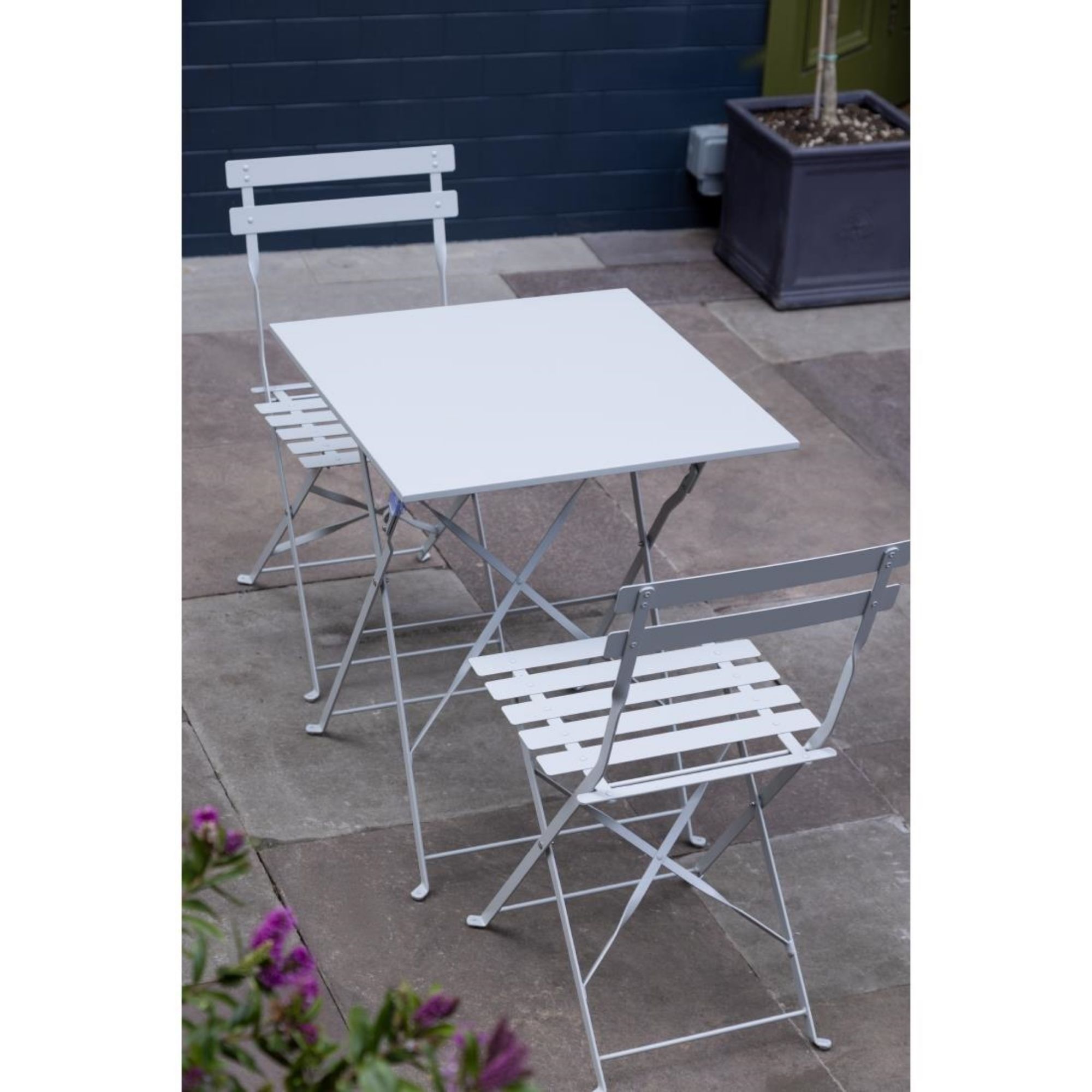 Picture of Bolero Perth Grey Pavement Style Steel Folding Chairs (2 Pack)