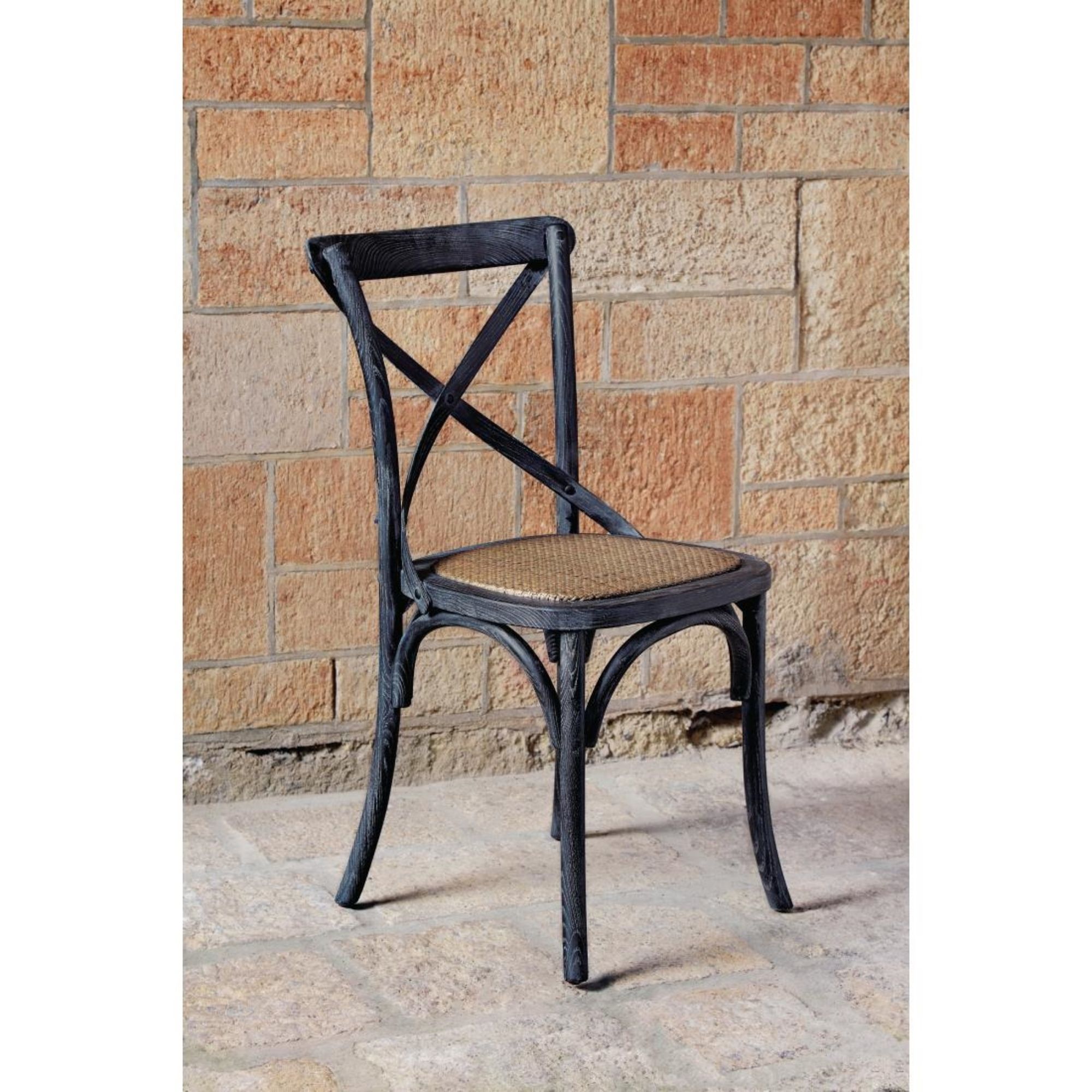Picture of Bolero Wooden Dining Chair with Cross Backrest Black Wash Finish (Box 2)