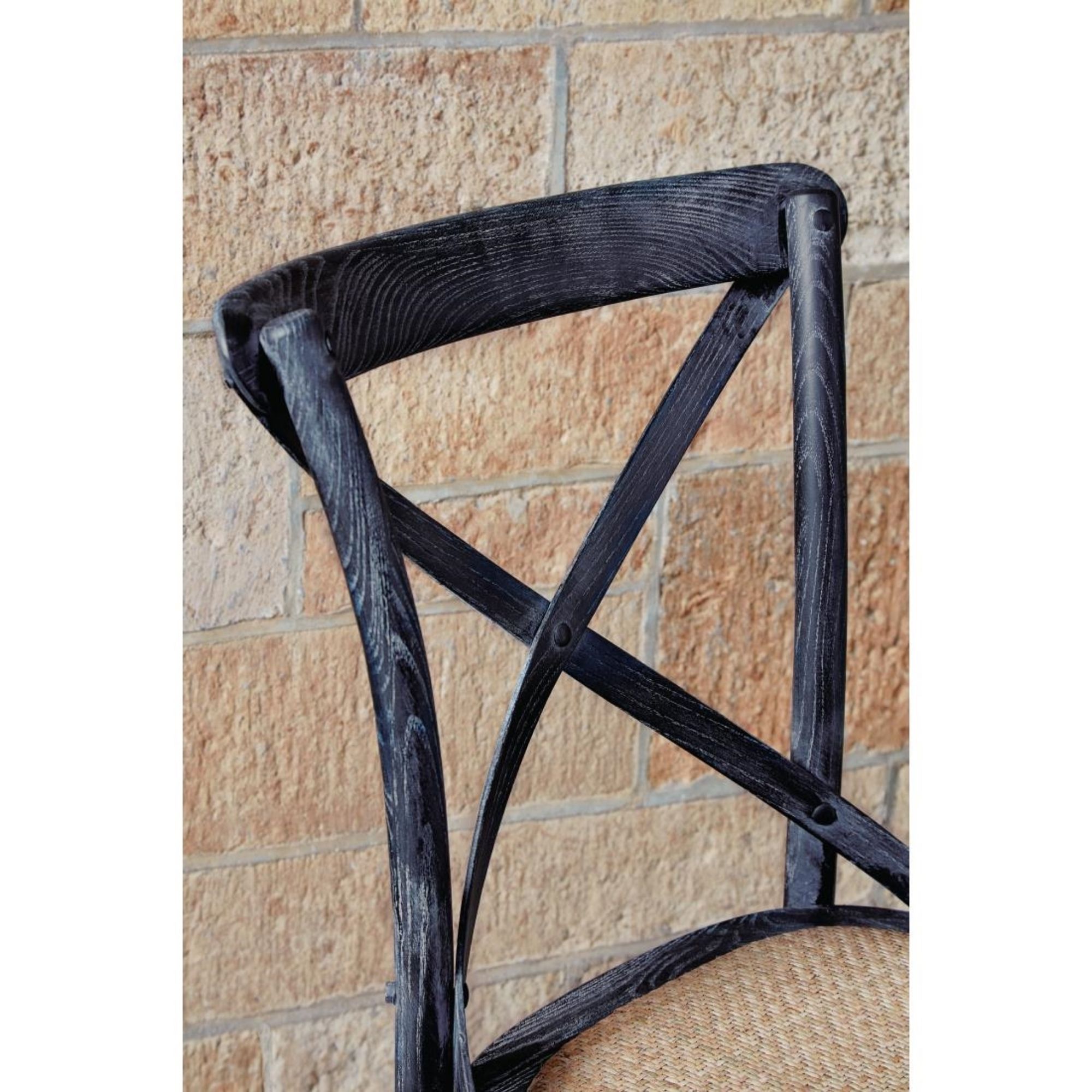 Picture of Bolero Wooden Dining Chair with Cross Backrest Black Wash Finish (Box 2)