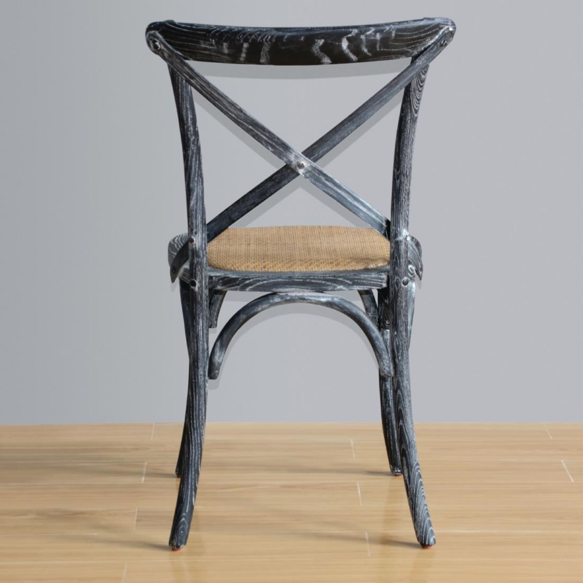 Picture of Bolero Wooden Dining Chair with Cross Backrest Black Wash Finish (Box 2)