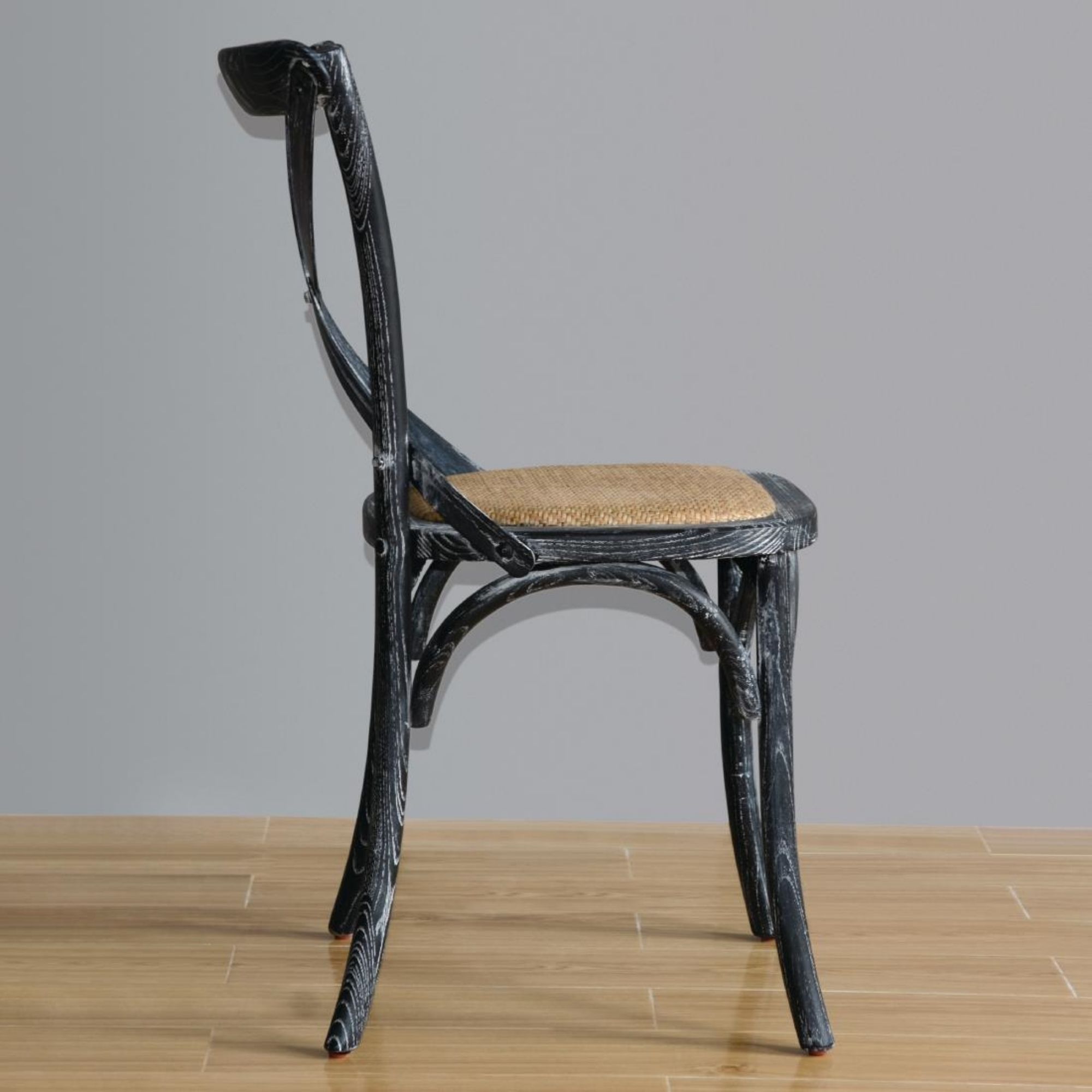 Picture of Bolero Wooden Dining Chair with Cross Backrest Black Wash Finish (Box 2)