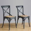 Picture of Bolero Wooden Dining Chair with Cross Backrest Black Wash Finish (Box 2)