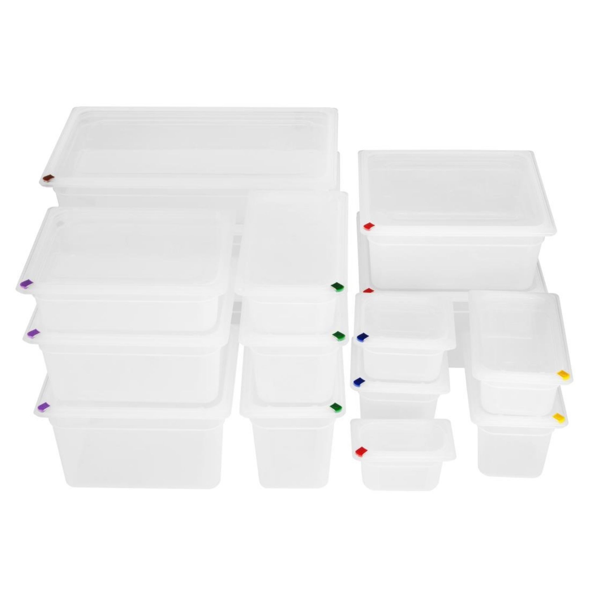 Picture of Hygiplas Click PP GN Container 1/4 with Lid & 7 Colour Clips 100mm 2.5Ltr (Set 4)