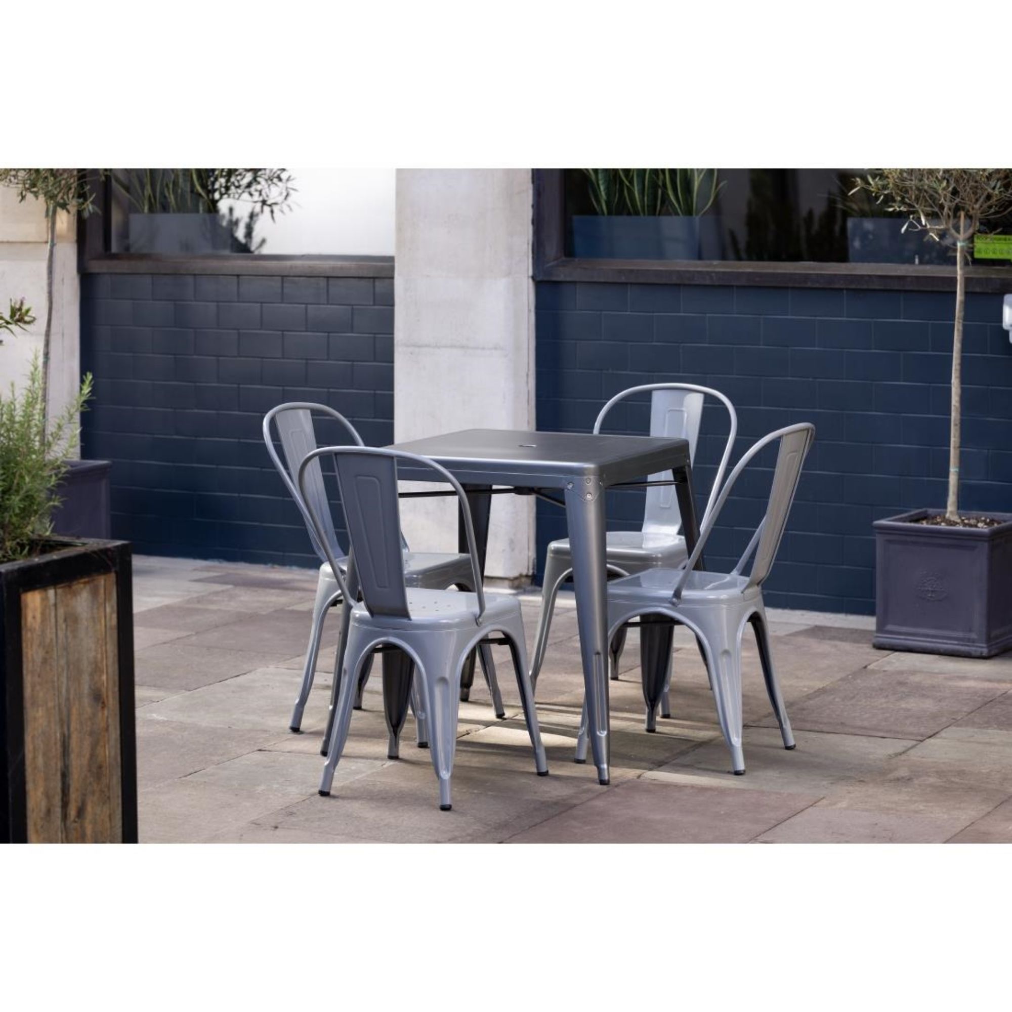 Picture of Bolero Bistro Steel Side Chairs Grey (4 pack)
