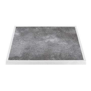 Picture of Bolero Dark Stone Effect Outdoor Tempered Glass Table Top White Trim - 700mm