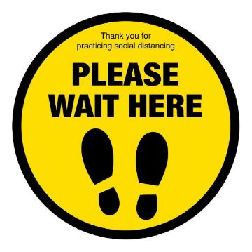 Picture of Please Wait Here Social Distancing Floor Graphic 200mm