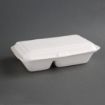 Picture of Fiesta Compostable Bagasse Hinged 2-Compartment Food Containers 253mm (200 Pack)