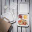 Picture of Fiesta Compostable Bagasse Hinged 3-Compartment Food Containers 201mm (200 Pack)