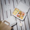 Picture of Fiesta Compostable Bagasse Hinged 2-Compartment Food Containers 253mm (200 Pack)