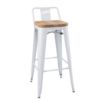 Picture of Bolero Bistro Backrest High Stools with Wooden Seat Pad White (4 pack)