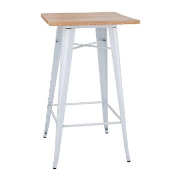 Picture of Bolero Bistro Bar Table with Wooden Top White (Single)
