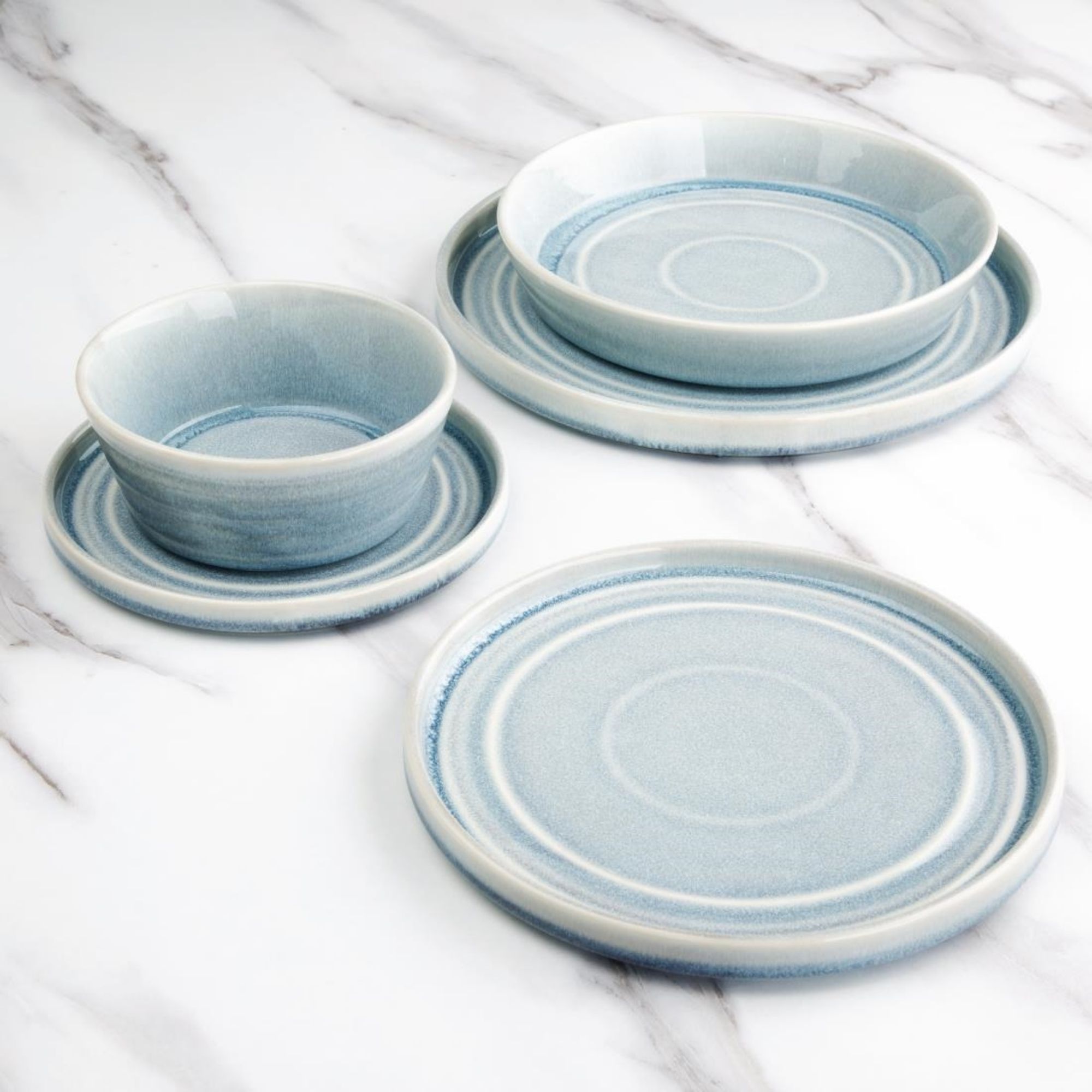 Picture of Olympia Cavolo Flat Round Bowls Ice Blue 143mm (6 Pack)