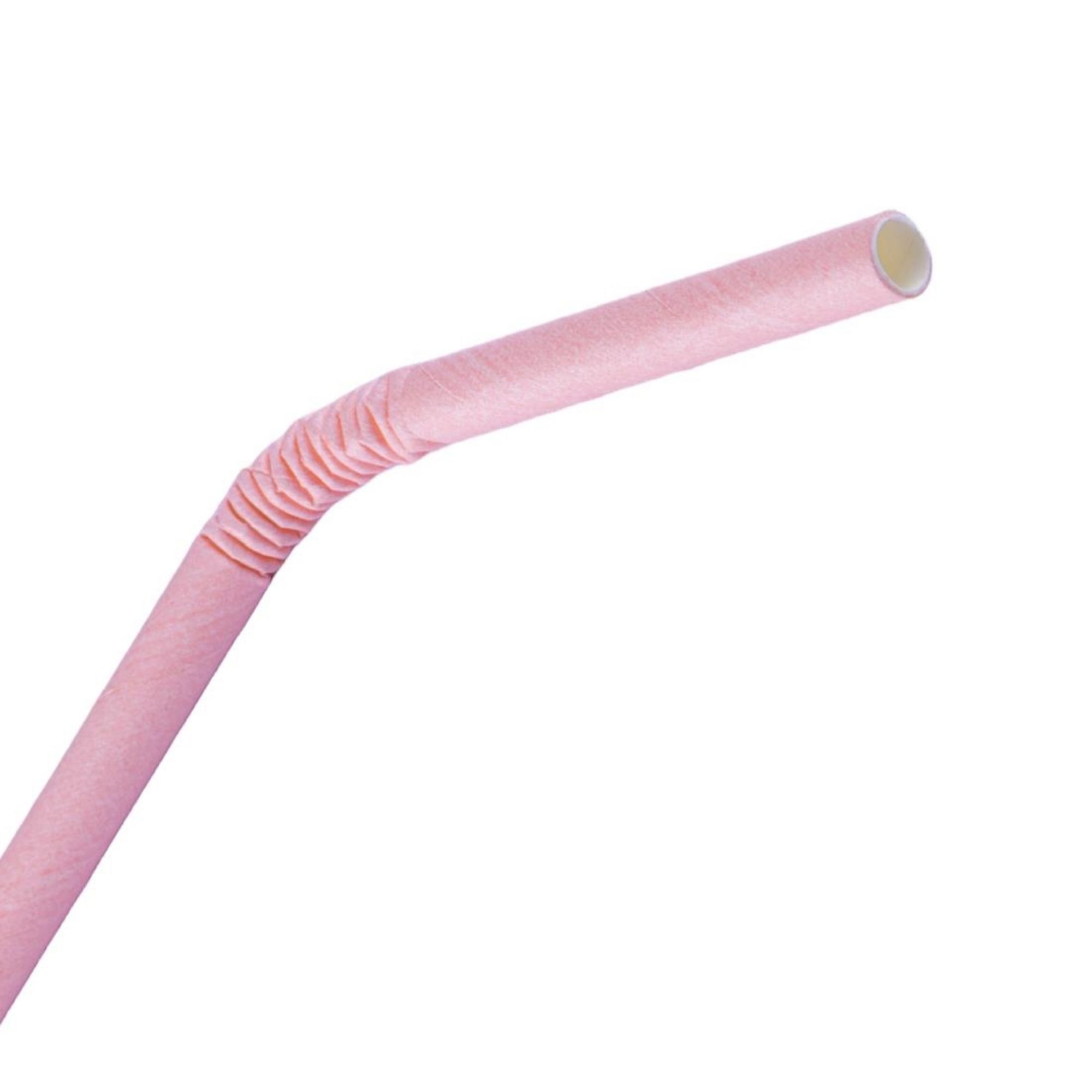 Picture of Fiesta Compostable Bendy Paper Straws Pink (250 Pack)
