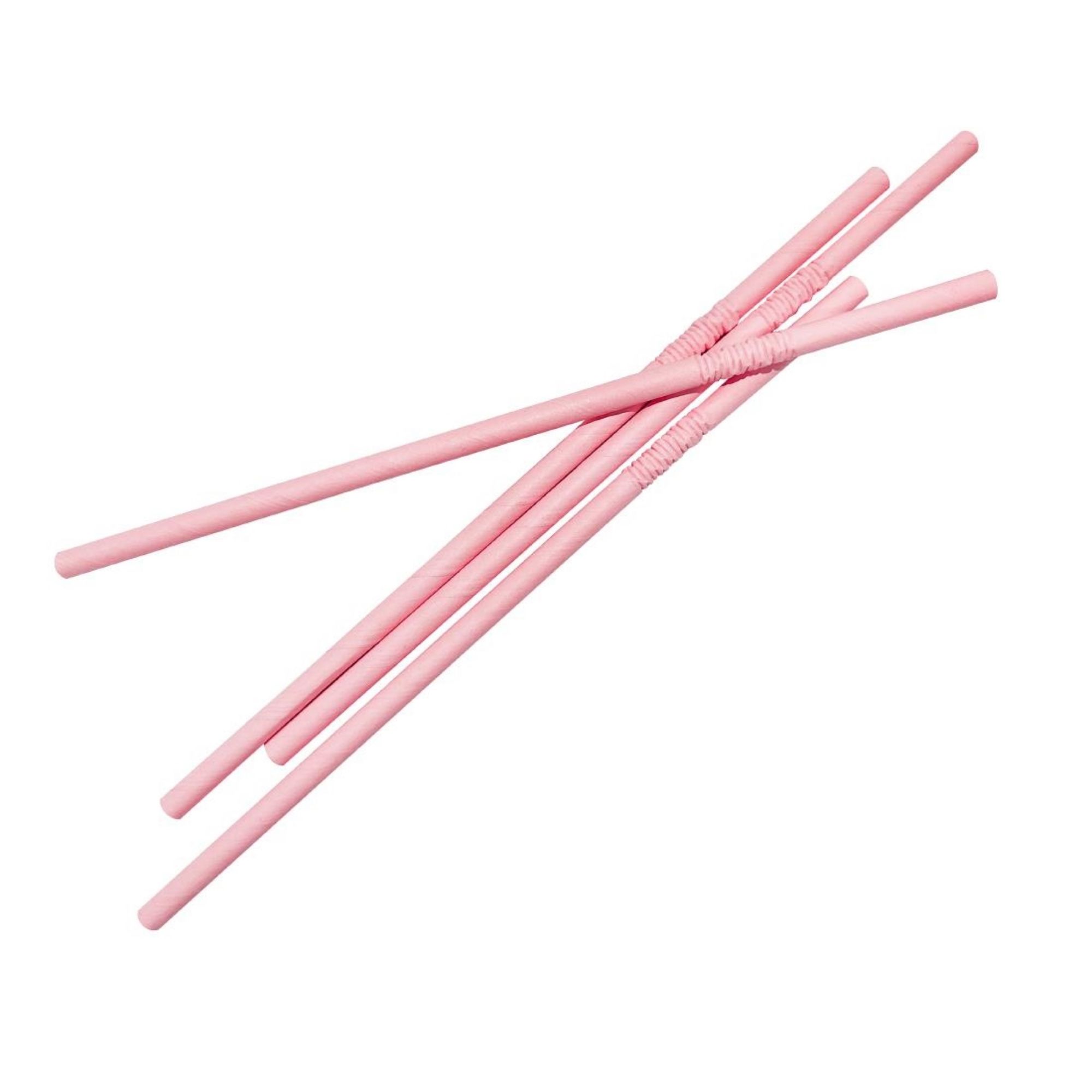 Picture of Fiesta Compostable Bendy Paper Straws Pink (250 Pack)