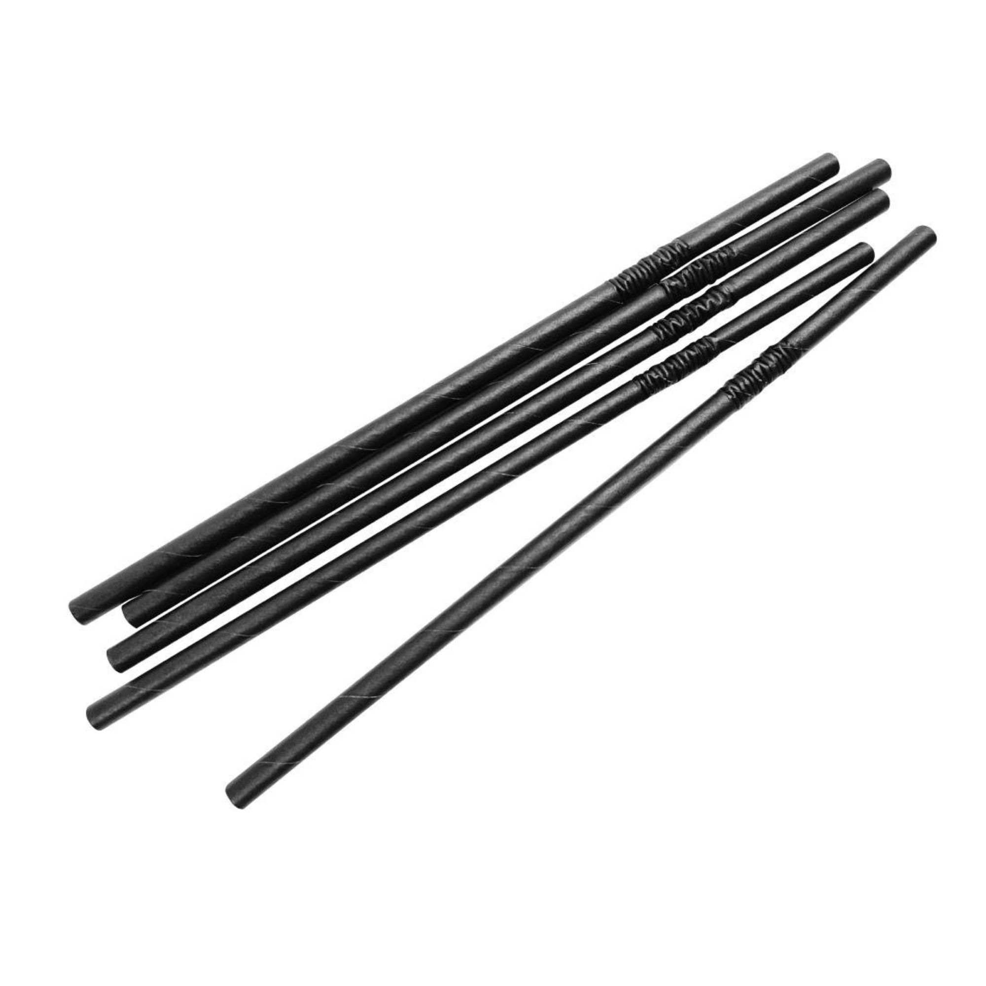 Picture of Fiesta Compostable Bendy Paper Straws Black (250 Pack)