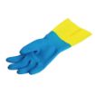 Picture of Mapa Alto 405 Liquid-Proof Heavy-Duty Janitorial Gloves Blue & Yellow Small