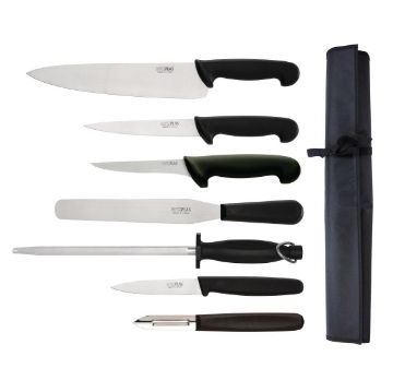 Picture of Hygiplas 7-Piece Knife Starter Set with 26.5cm Chef Knife & Roll Bag