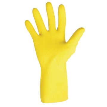 Picture of MAPA Vital 124 Liquid-Proof Light-Duty Janitorial Gloves Yellow Small