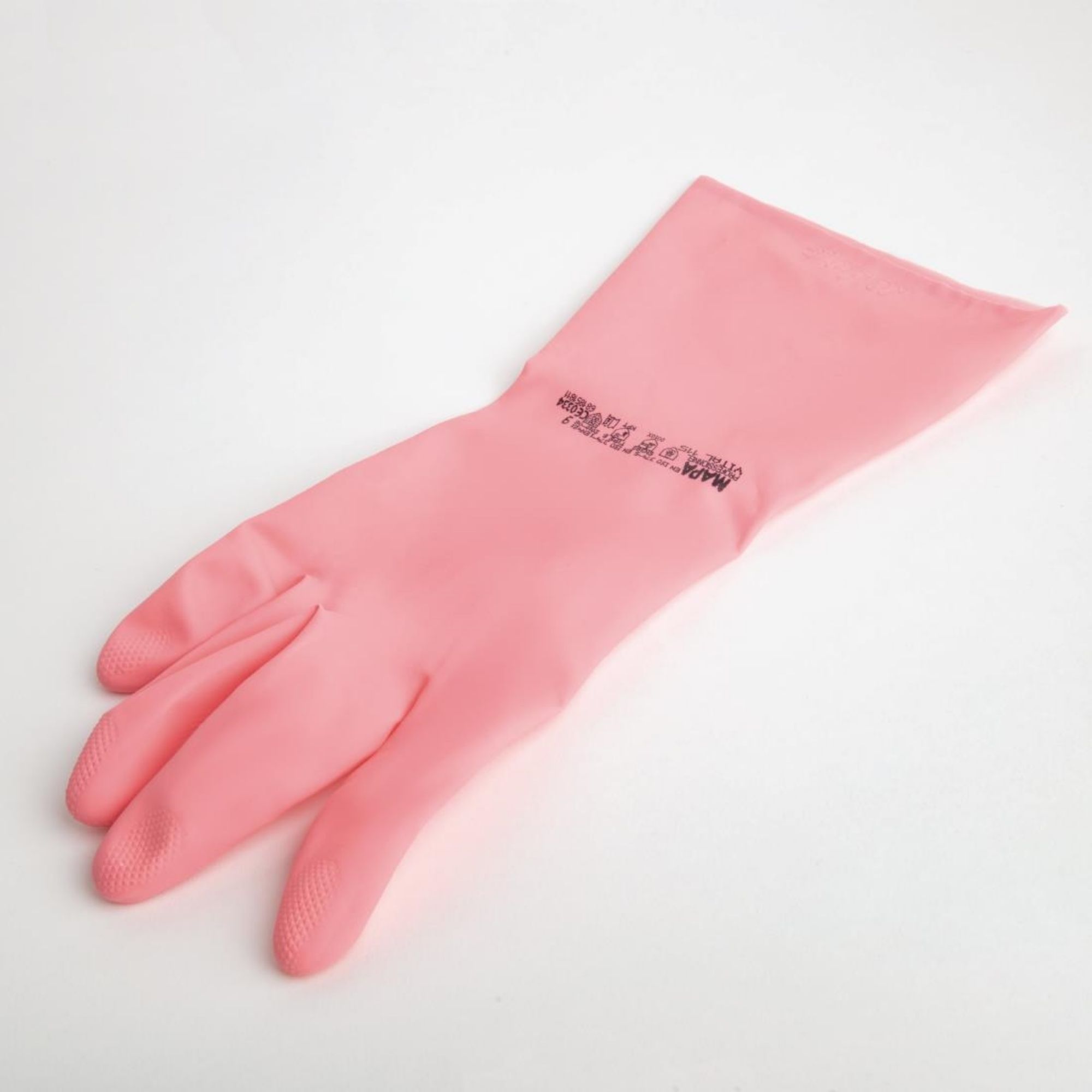 Picture of MAPA Vital 115 Liquid-Proof Light-Duty Janitorial Gloves Pink Large