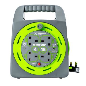 Picture of Status 4 Socket Handbag Cable Reel with Thermal Cut Out 13Amp 15m