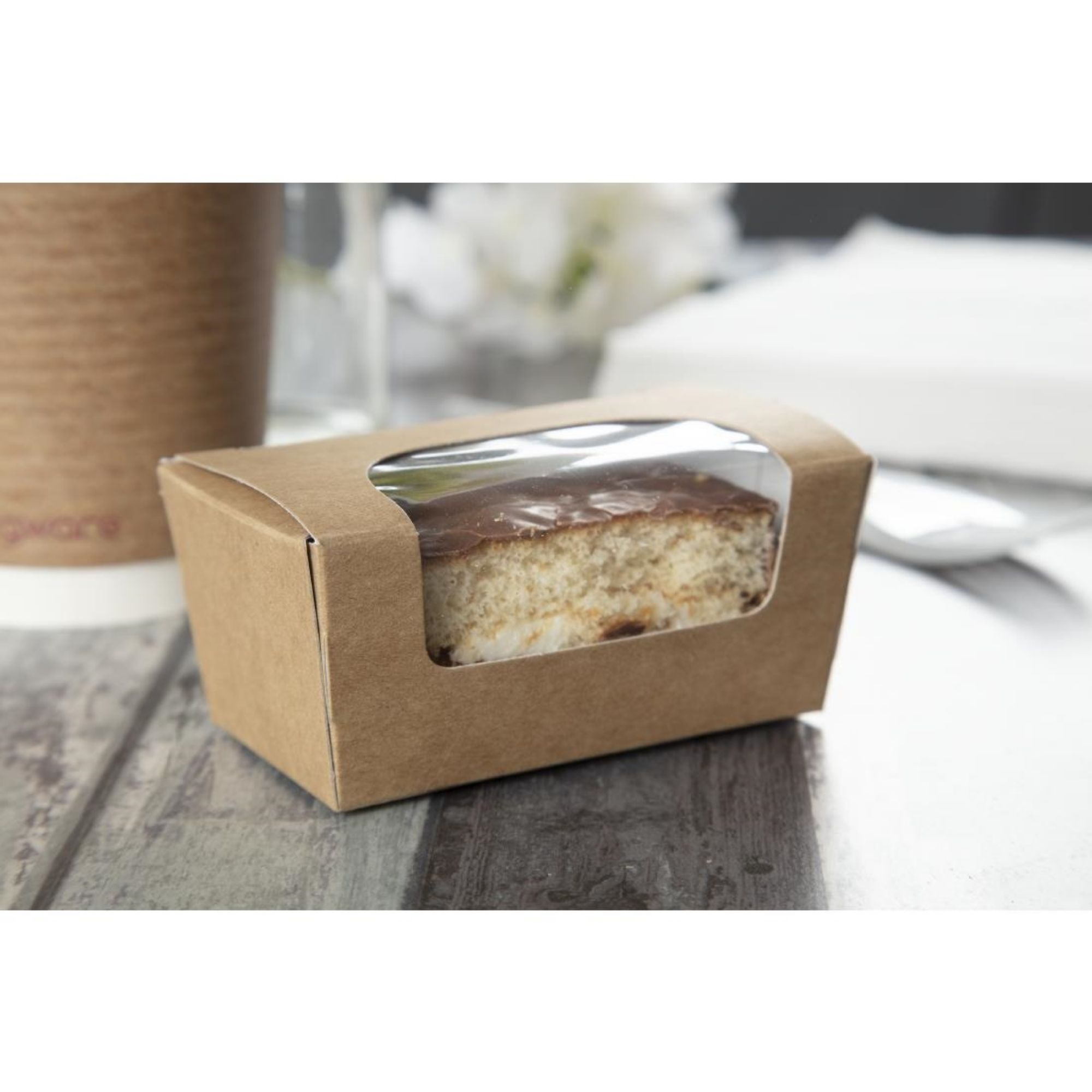 Picture of Colpac Compostable Kraft Cake Boxes with Window Small (500 pack)