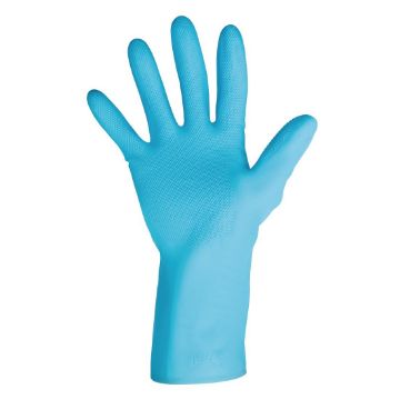 Picture of MAPA Vital 117 Liquid-Proof Light-Duty Janitorial Gloves Blue Extra Large