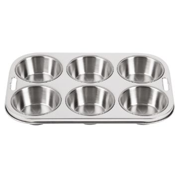 Picture of Vogue Stainless Steel Deep Muffin Tray 6 Cup