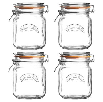 Picture of Kilner Square Clip Top Jar 1Ltr (4 Pack)