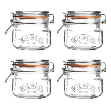 Picture of Kilner Square Clip Top Jar 0.5Ltr (4 Pack)