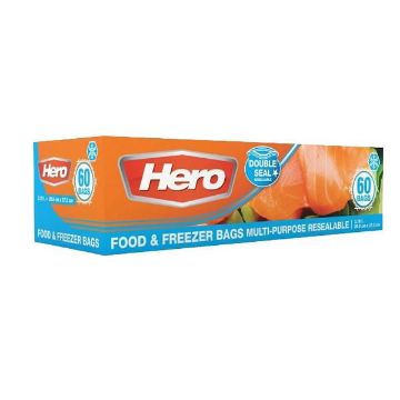 Picture of 3.8L Hero Double Seal Food & Freezer Bags (6x60PC)
