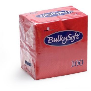 Picture of Bulkysoft 33x33cm Red 2ply 4fold Lunch Napkins (20x100)