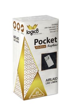 Picture of Logic8 40cm Airlaid pocket white napkins (20x25`s)