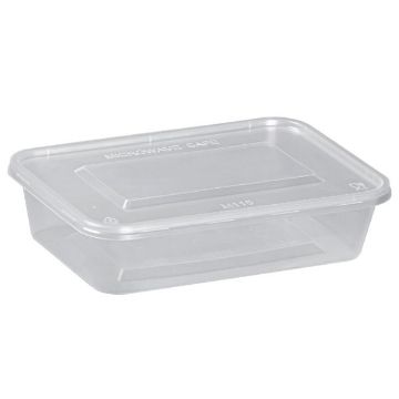 Picture of 500ml Clear Microwavable Container & Lids -Heavy Duty (250)