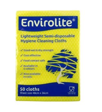 Picture of Envirolite Folded Cleaning Cloths Yellow (10x50)