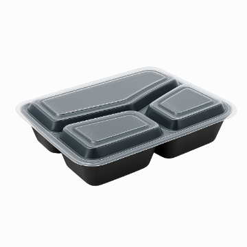 Picture of 32oz Onyx 3 Comp PP Microwavable & Reusable Black Base Clear Lid (6x25)