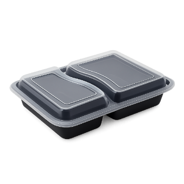 Picture of 32oz Onyx 2 Comp PP Microwavable & Reusable Black Base Clear Lid (6x25)