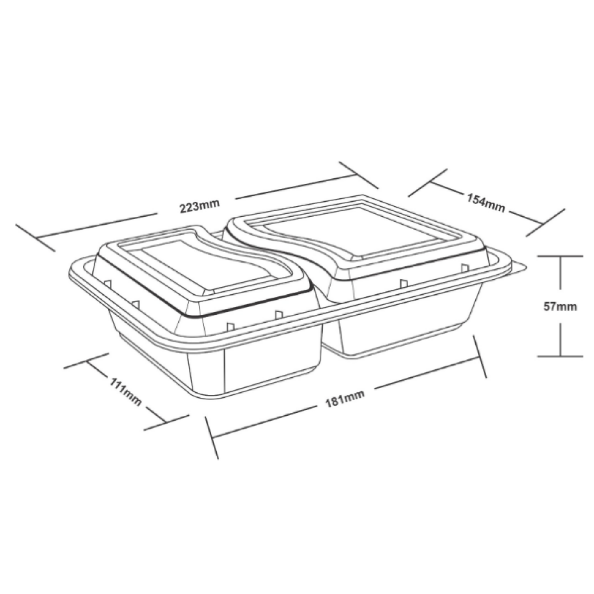 Picture of 32oz Onyx 2 Comp PP Microwavable & Reusable Black Base Clear Lid (6x25)