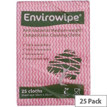 Picture of Envirowipe Plus Folded Cleaning Cloths Red (6x25)
