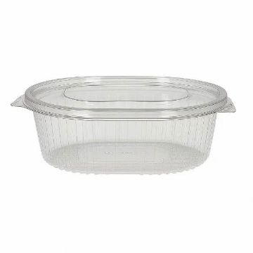 Picture of 375cc rPET Oval hinged salad container (8x50)