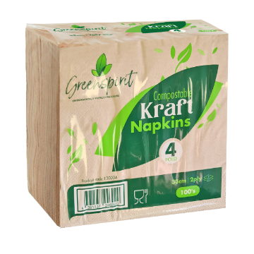 Picture of 33cm 2ply 4fold Compostable Kraft Napkins (20 x 100's)