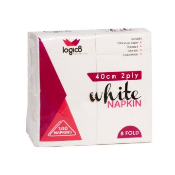 Picture of Logic8 40cm 2ply *8fold* White napkins (20x100's)
