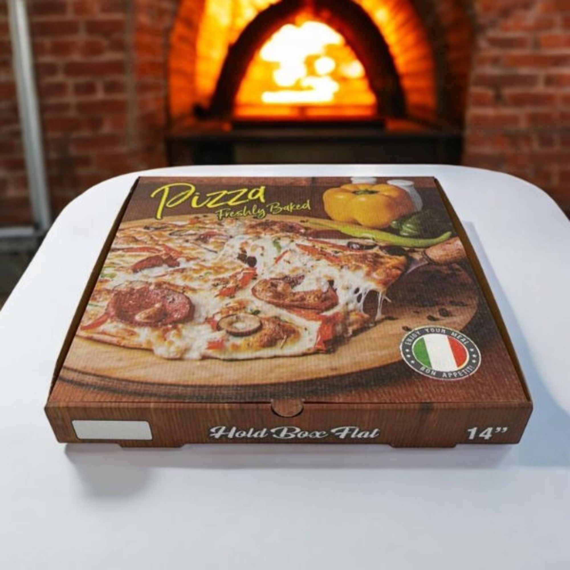 Picture of 14" Freshly Baked corrugated pizza box (100)