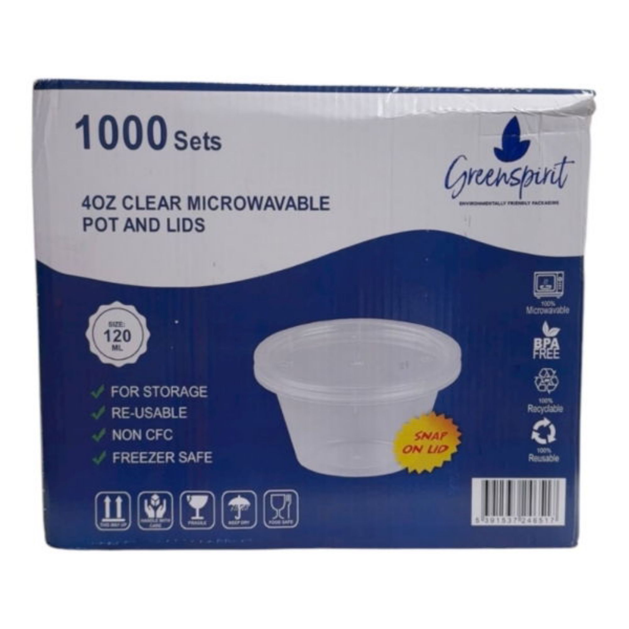 Picture of 4oz Clear microwavable container and lids-Standard(1000)