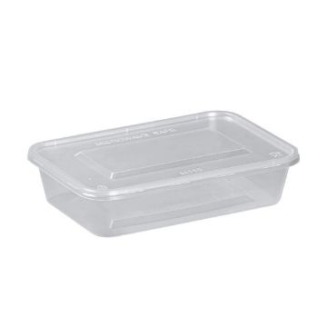 Picture of 500ml Clear microwavable container and lids-Standard(250)