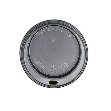 Picture of 80mm Black Hot Cup Lids - Huh - (8oz) (10x100)