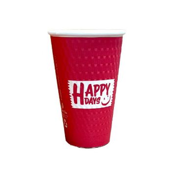 Picture of 16oz Embossed Happy Days PE DW Hot Cups (20x25)