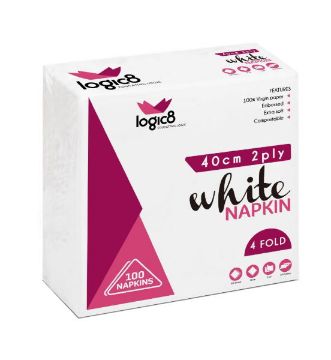 Picture of Logic8 40cm 2ply 4fold White napkin (20x100's)