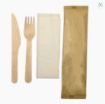 Picture of 3 in 1 Wooden Cutlery Set - Fork, Knife and Napkin (20x50's)